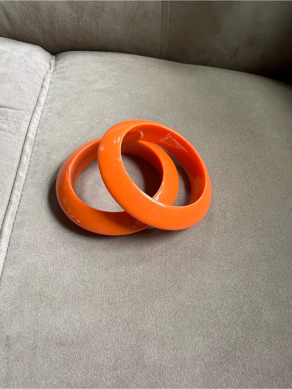 Vintage Bright Orange Resin Bangle Bracelets - Set of 2